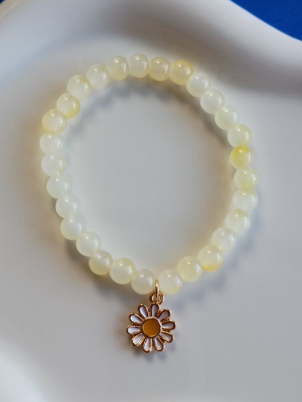 Daisy Sunshine Kids Bracelet, Handmade Beaded Bracelet, 5.5"